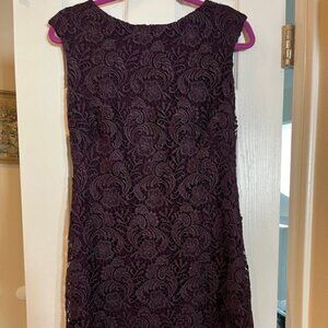 Burgundy lace dress Ralph Lauren 10P Knee length cocktail